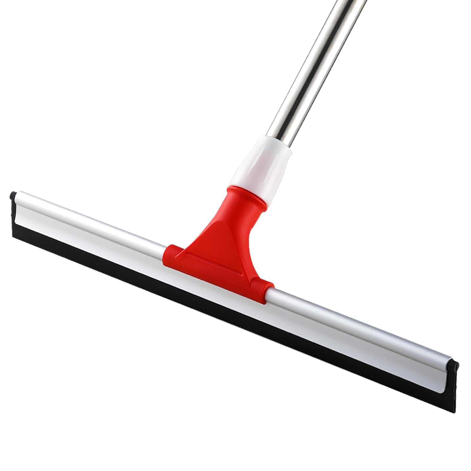 17IN Floor Squeegee Mop with Extension Poles(58IN), Wet Room Rubber Floor Wiper Heavy Duty, Water Broom Squeegee Floor Scrubber for Indoor & Outdoor Bathroom Shower Garage Garden Patio