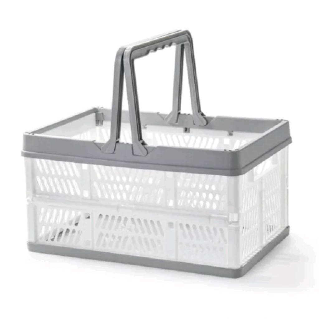 Multi-Purpose Basket can be folded, strong and durable to hold a lot of stuff for shopping, laundry, storing or organizing items. (Gray - White)