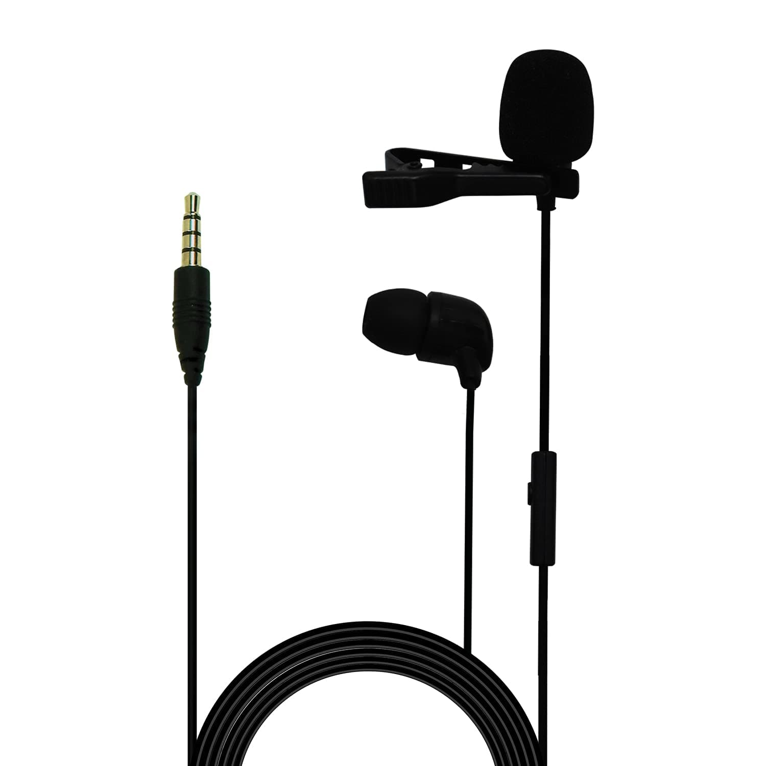 CSLM30 Auxiliary Omnidirectional Lavalier Microphone with Earphone for Calls, Conferences and Monitoring
