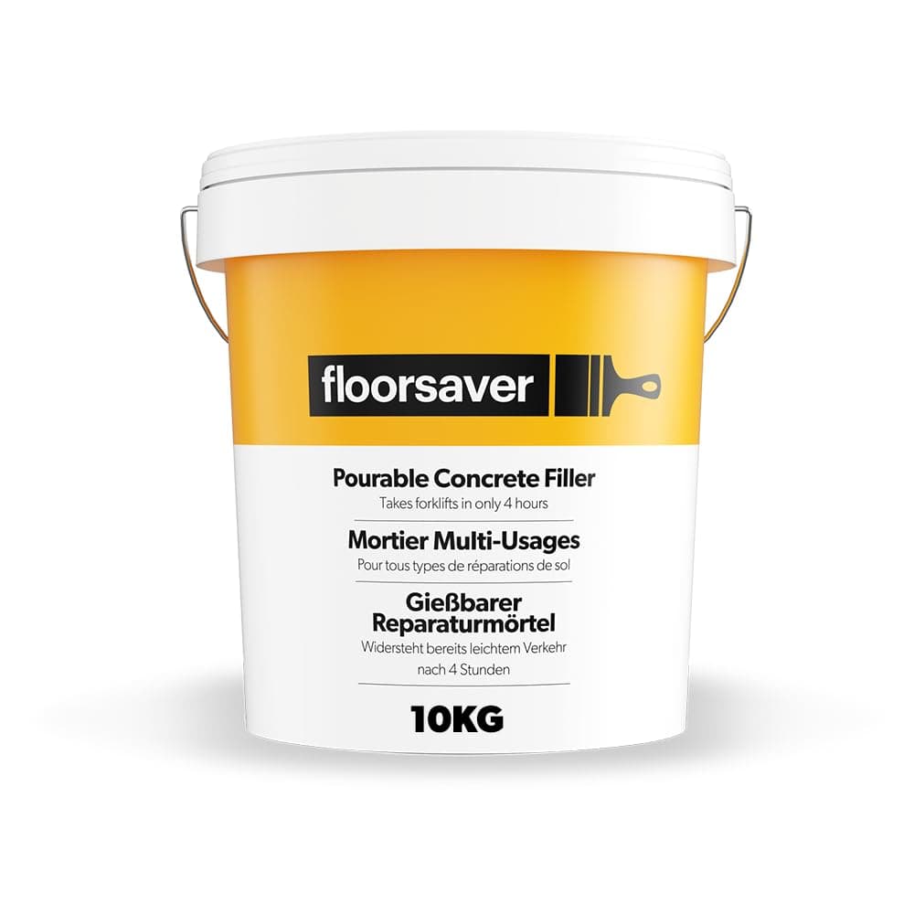 Floorsaver Pourable Concrete Filler - 10kg | Self-Levelling Heavy Duty Concrete Repair Mortar | Takes Heavy Traffic in 4 Hours | Indoor & Outdoor Use