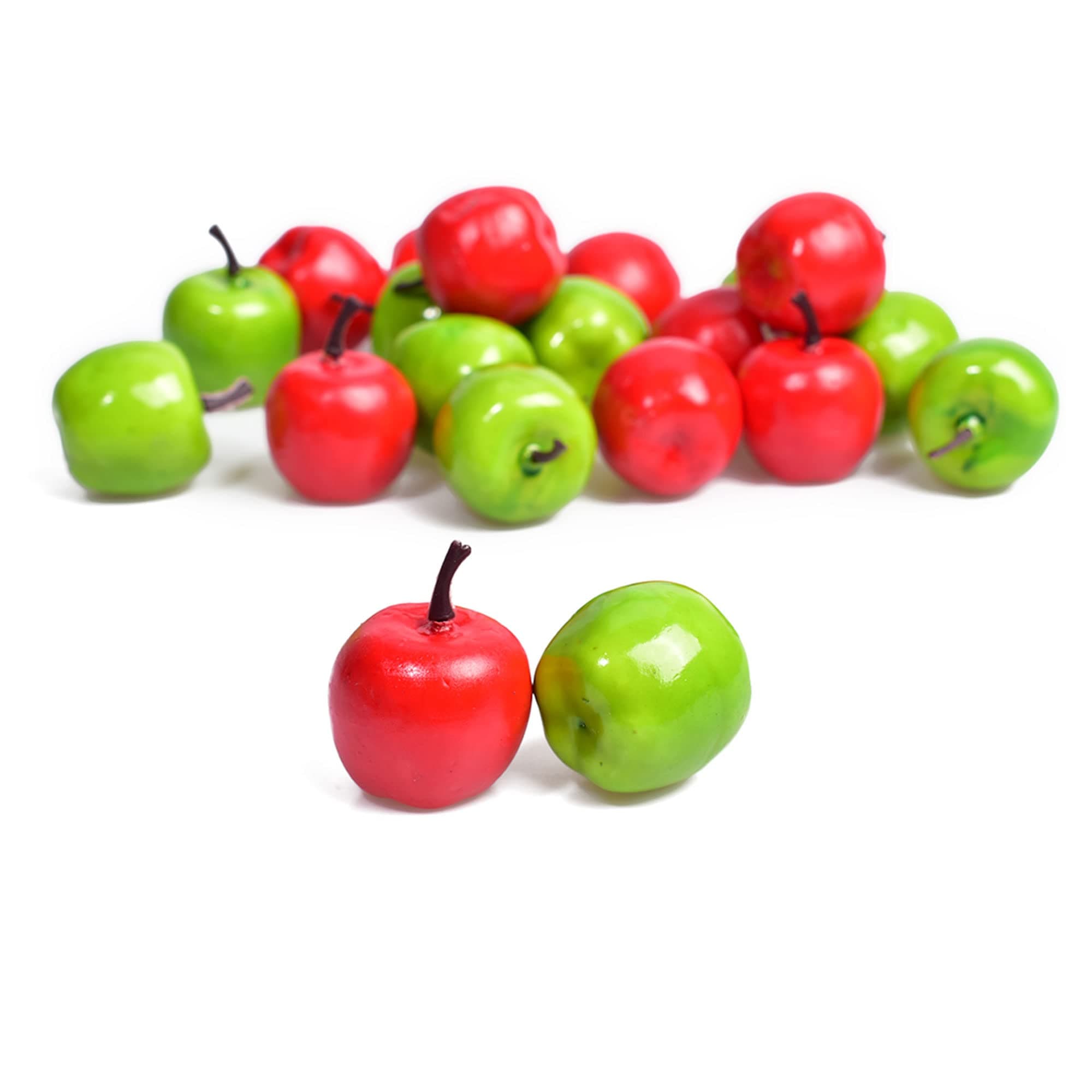 Mini Artificial Apple Fake Fruit Simulation Home Kitchen Party Decor 20PCS (Green and Red)