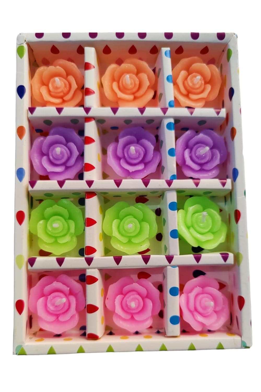 UPYOG Diwali Diya Decoration Gliter Floating Rose Flower Candles in Bulk | 12Pcs, Smokeless, Dripless & Long Lasting Candle | Water lamp Candles for Home, Pool, Weddings, Deepawali Decor, Cafe & Spa