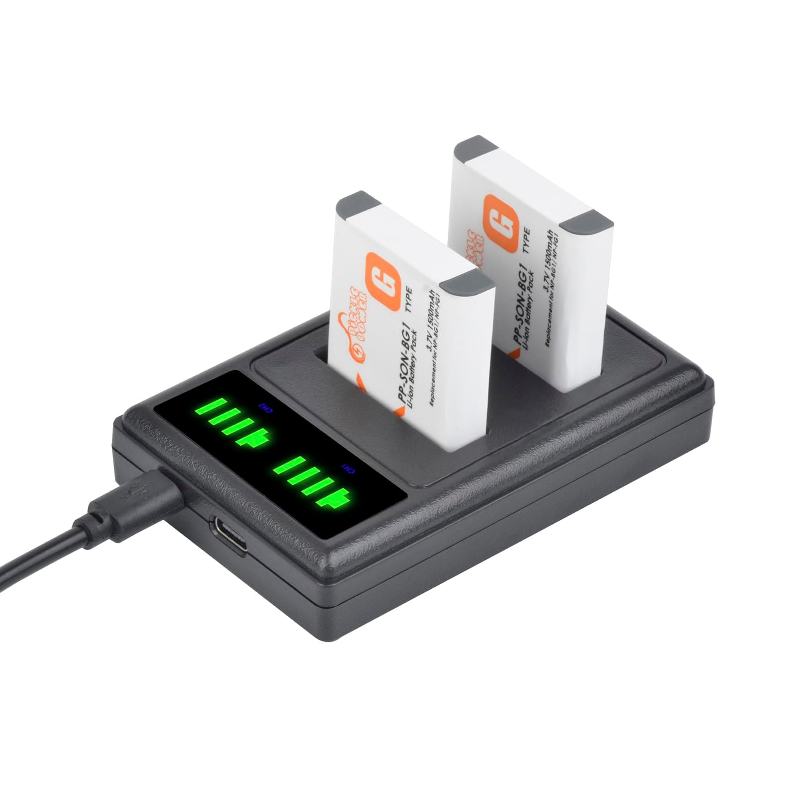 Pickle Power NP-BG1 NP-FG1 Battery and LED USB Dual Charger Compatible with Sony Cyber-Shot DSC-H3 DSC-H7 DSC-H9 DSC-H10 DSC-H20 DSC-H50 DSC-H55 DSC-H70 DSC-H90 DSC-HX5V DSC-HX9V DSC-HX10V