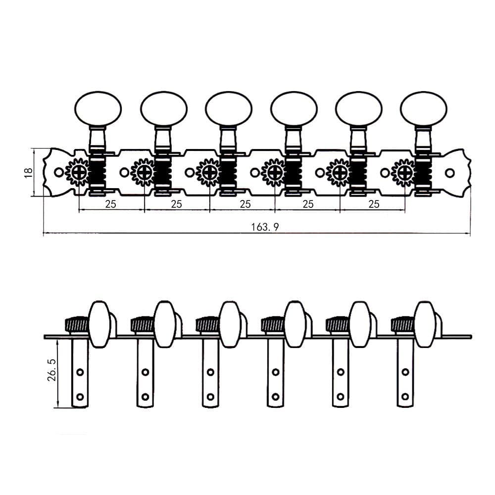 Surfing 12 String Acoustic Guitar Machine Heads 6L6R Chrome