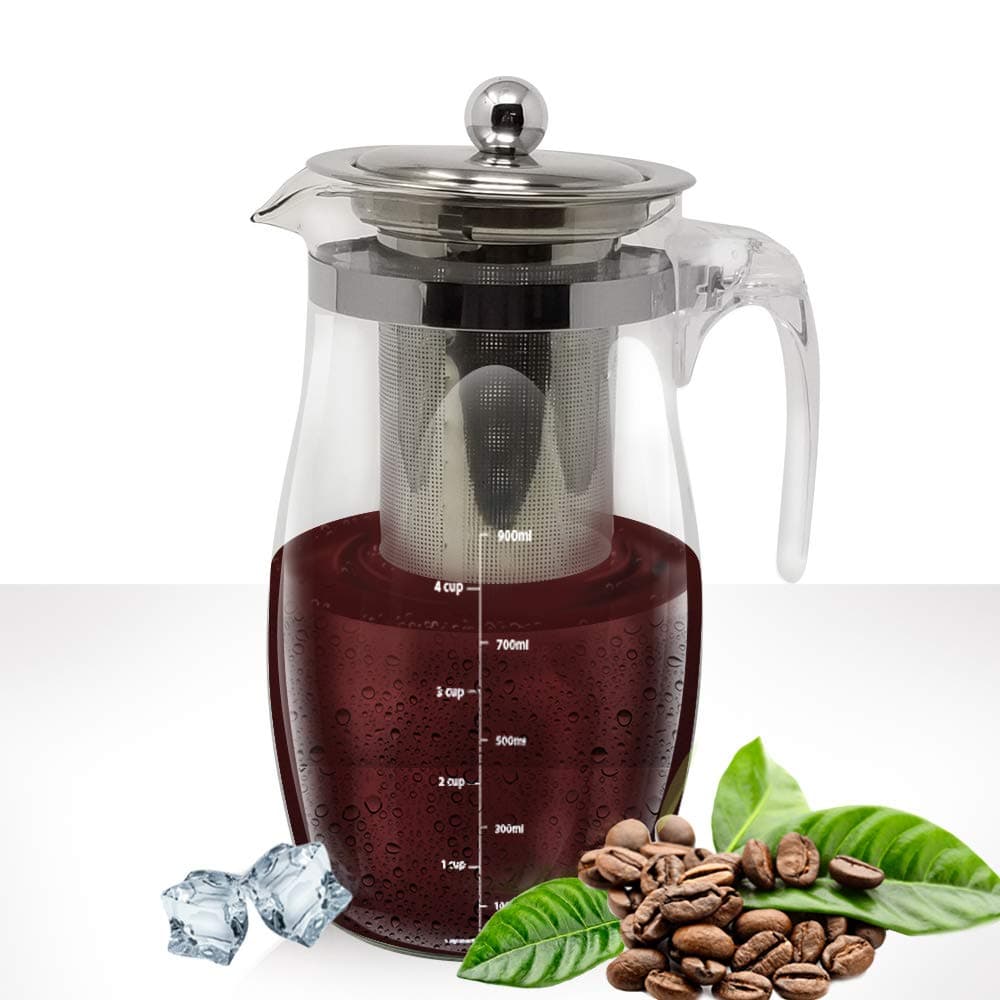 Cold Brew Coffee Maker Coffee Pot by Matcha Organics | 30 Ounces, 900ml | Stainless Steel At Home Tea Brewer | Make Hot, Cold Tea and Coffee | Mini Portable Size Great for Travel MZ-D05,ML900