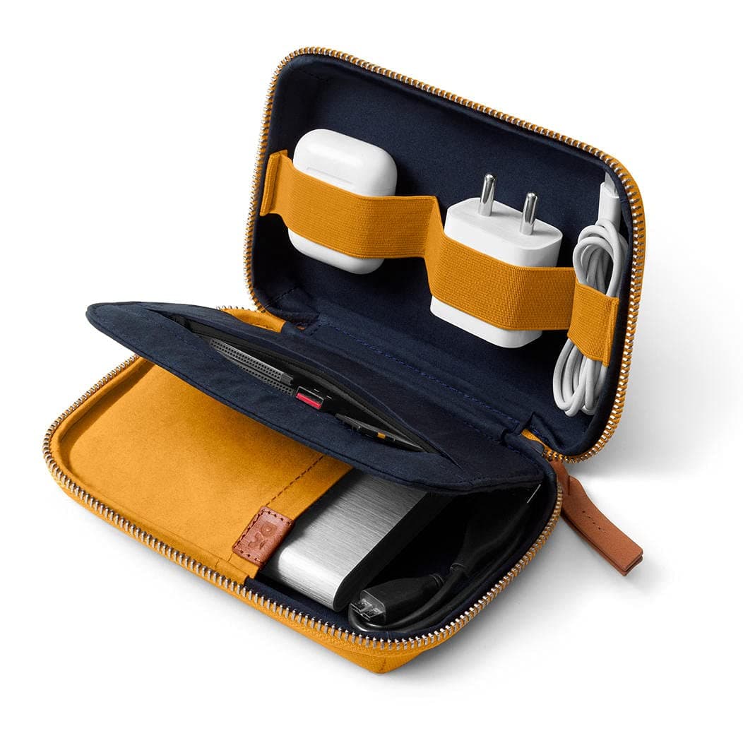 Travel Digital Accessories Canvas Storage Bag Portable Gadget Organizer Case Regular Zippered Tech Kit Organizer Pouch for Memory Cards - Yellow