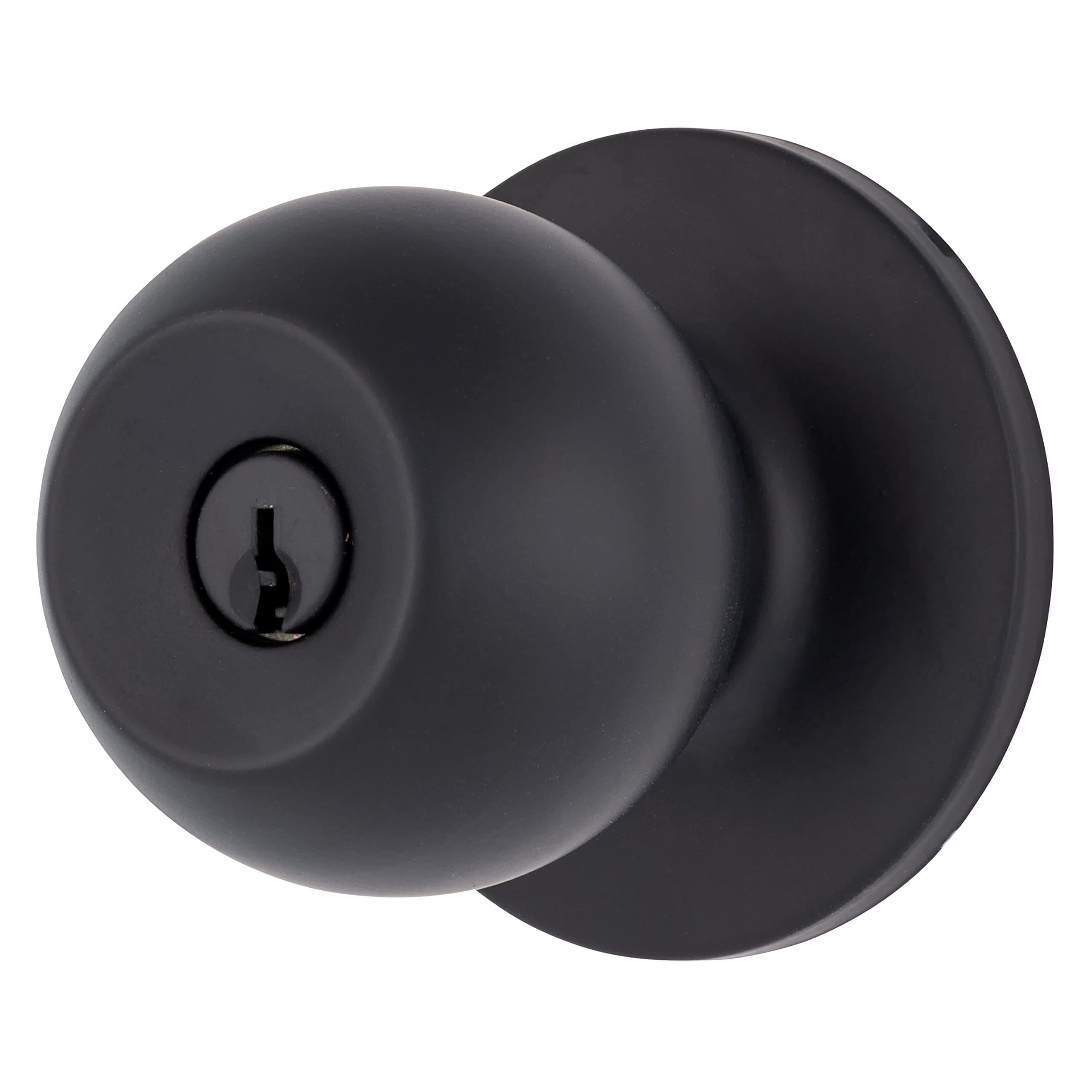 BRINKS – Transitional Keyed Entry Ball Door Knob, Matte Black - Designed for Traditional and Transitional Homes and Blends Seamlessly with Interior Décor