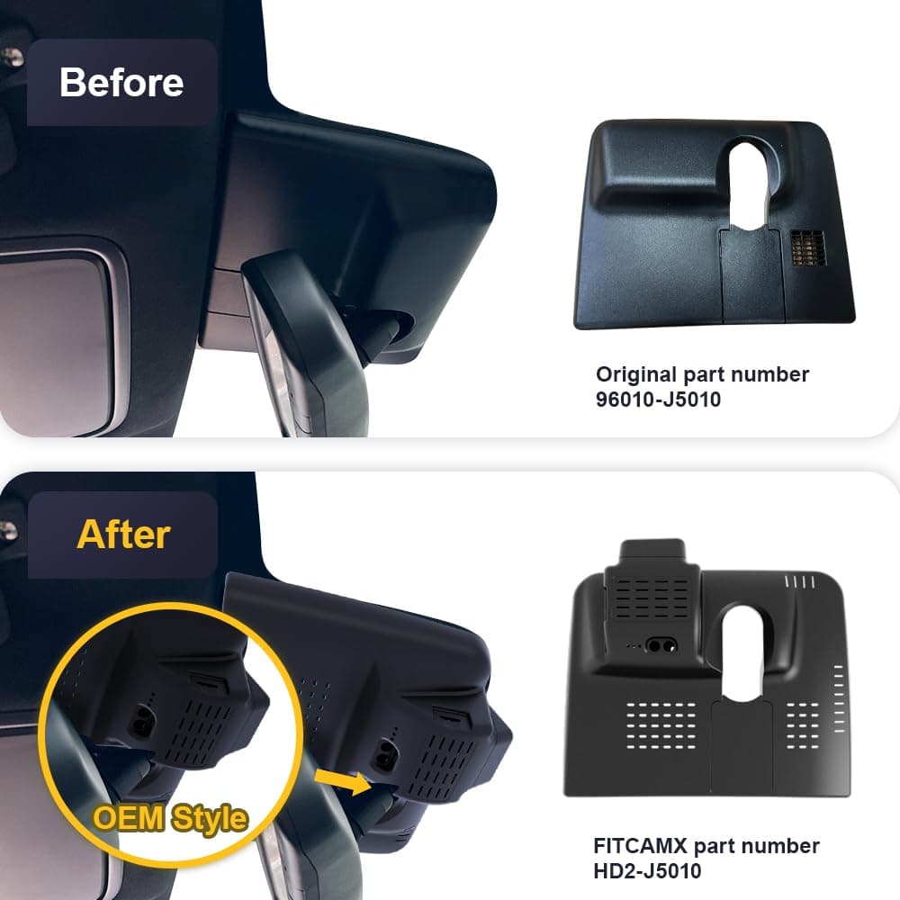 Fitcamx Car Dashcam Front Rear 2160P+1080P Compatible with Kia Stinger 2018 2019 2020 2021 1st Gen (HD2-J5010), OEM Dashcam 4K UHD Video WiFi, Loop Recording, G-Sensor, Plug & Play, 128GB