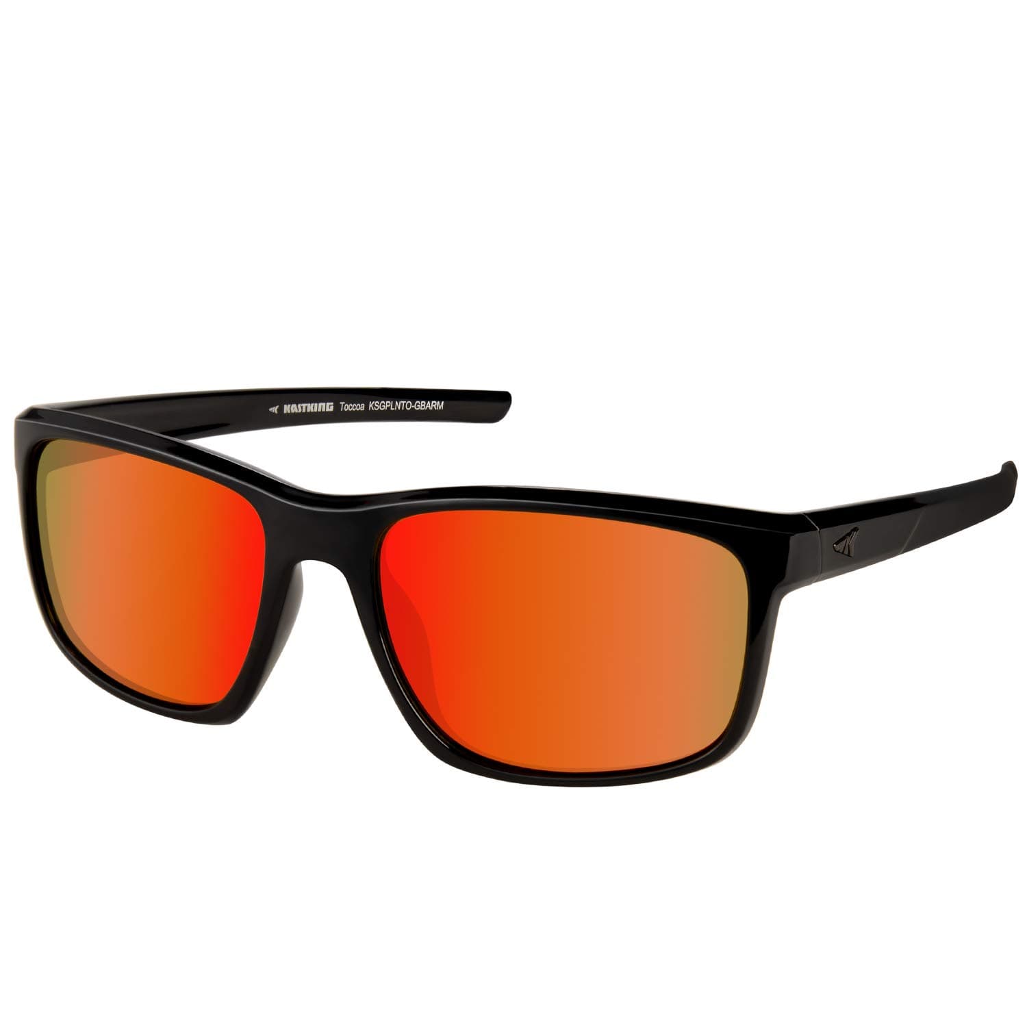 KastKing Toccoa Polarized Sport Sunglasses for Men and Women,Gloss Black Frame,Amber Base Scarlet Mirror