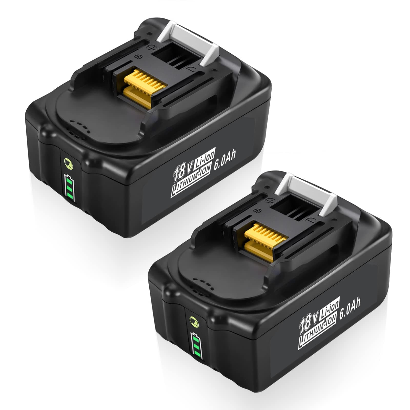 2 Pack 18V 6.0Ah BL1860B-2 Lithium Battery Replace Compatible with Makita 18V Battery BL1860 BL1850 BL1840 BL1830 LXT-400 18-Volt Cordless Power Tools Batteries