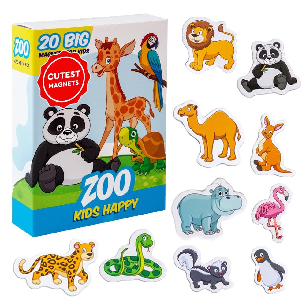 ZOO animal magnets for kids -real LARGE fridge magnets for toddlers- Magnetic EDUcational toys baby 3 year old baby LEARNing magnets for kids- Kid magnets Magnetic THEATRE-jungle animal magnets
