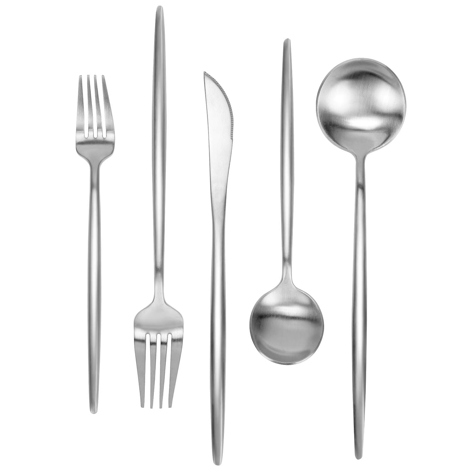 Matte Silverware Set 30 Pieces, FAMEWARE Stainless Steel Flatware Set,Service for 6,Kitchen Utensil Set, Tableware Cutlery Set, Satin Finished Polished & Dishwasher Safe