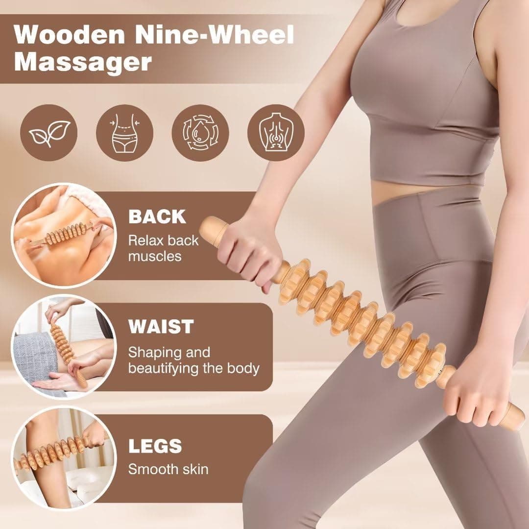 12-in-1 Wood Therapy Massage Tools Wooden Massager Body Sculpting Tools Maderoterapia Kit Wood Therapy Tools for Muscle Pain Relief Body Shaping Anti-Cellulite