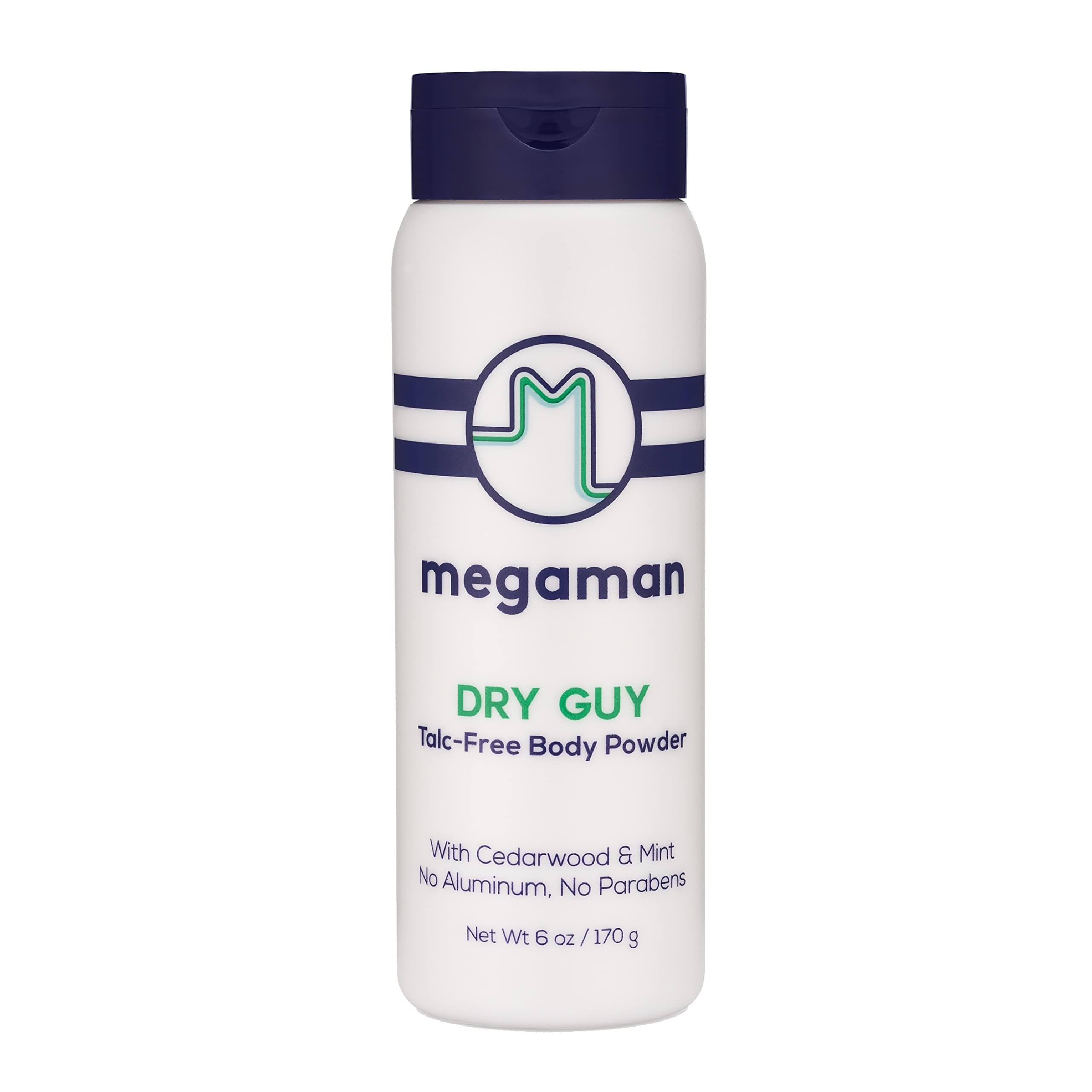 Megaman Sweat Absorbing Body Powder - Dry Guy | Prevents Chafing & Odor | Groin, Body, Feet & More | Talc-Free, All Natural | 6 oz