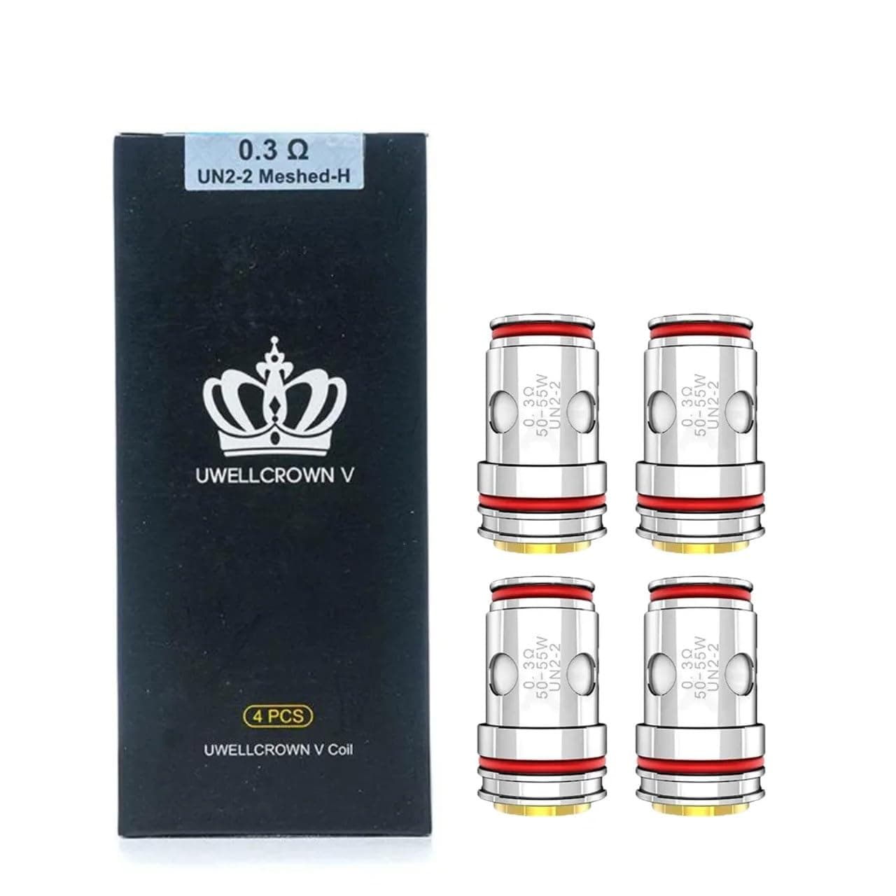 Uwell Crown 5 Replacement Coils, 0.3ohm, UN2-2, Dual Mesh, Enhanced Flavour, Dense Vapour, Compatible with Crown 5 Tank, Uwell Vaping Coils, Pack of 4, No Nicotine
