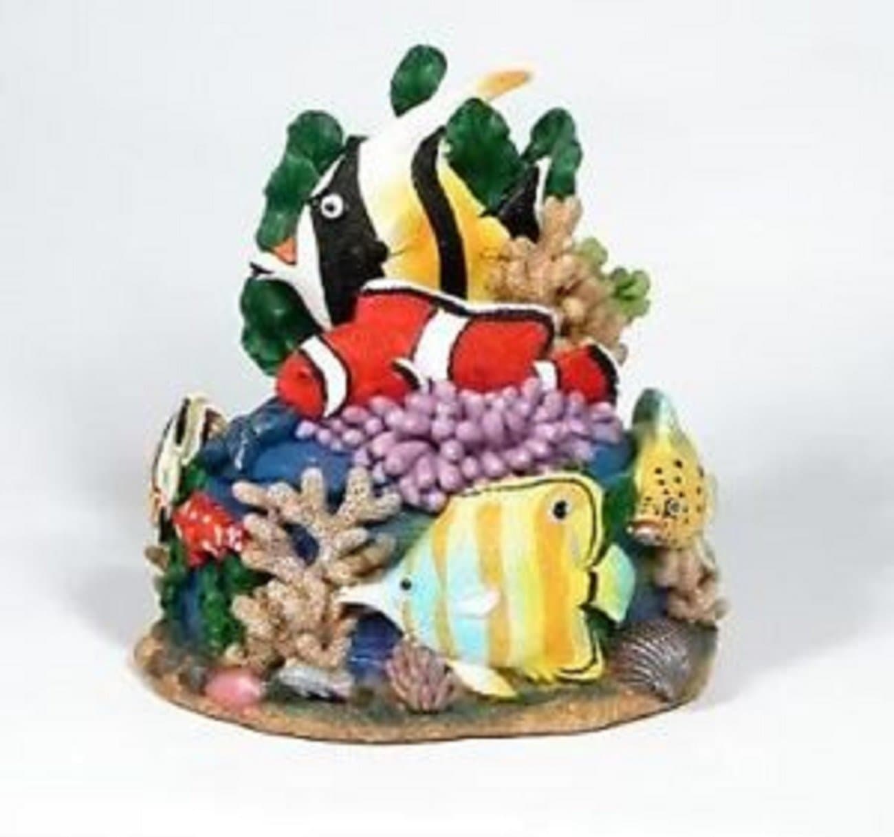Trinket Box Resin Tropical Fish Trinket Jewelry Box 5" High, Sculptured