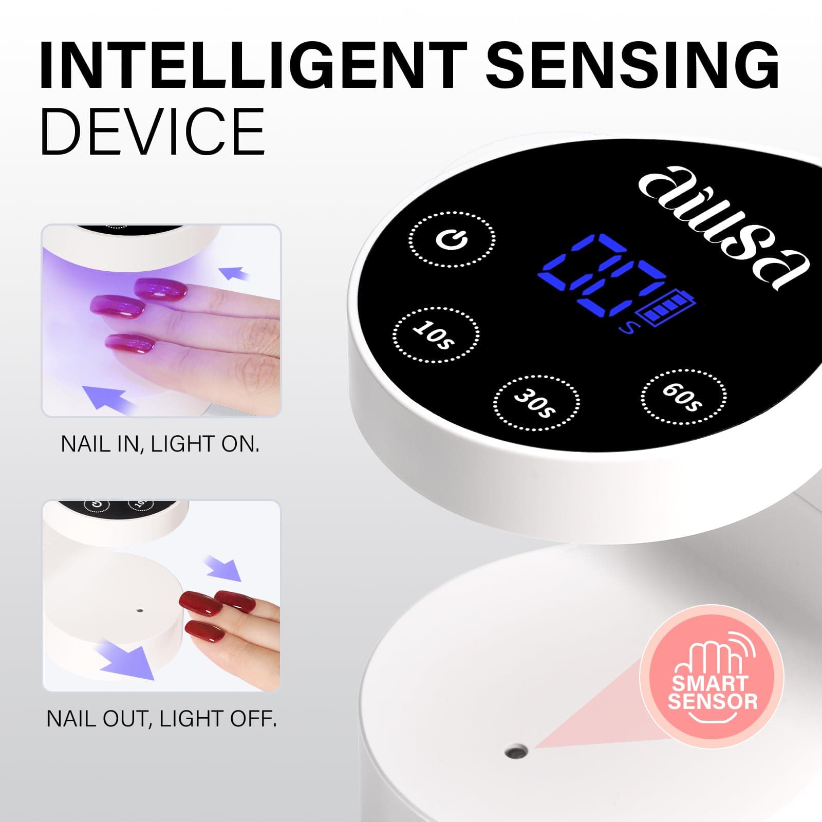 AILLSA Flash Cure Light for Gel Nails LED Mini Nail Lamp Small UV Light Nail Cure Lamp Handheld Gel Nail Dryer Portable Cordless Single Finger for Polish