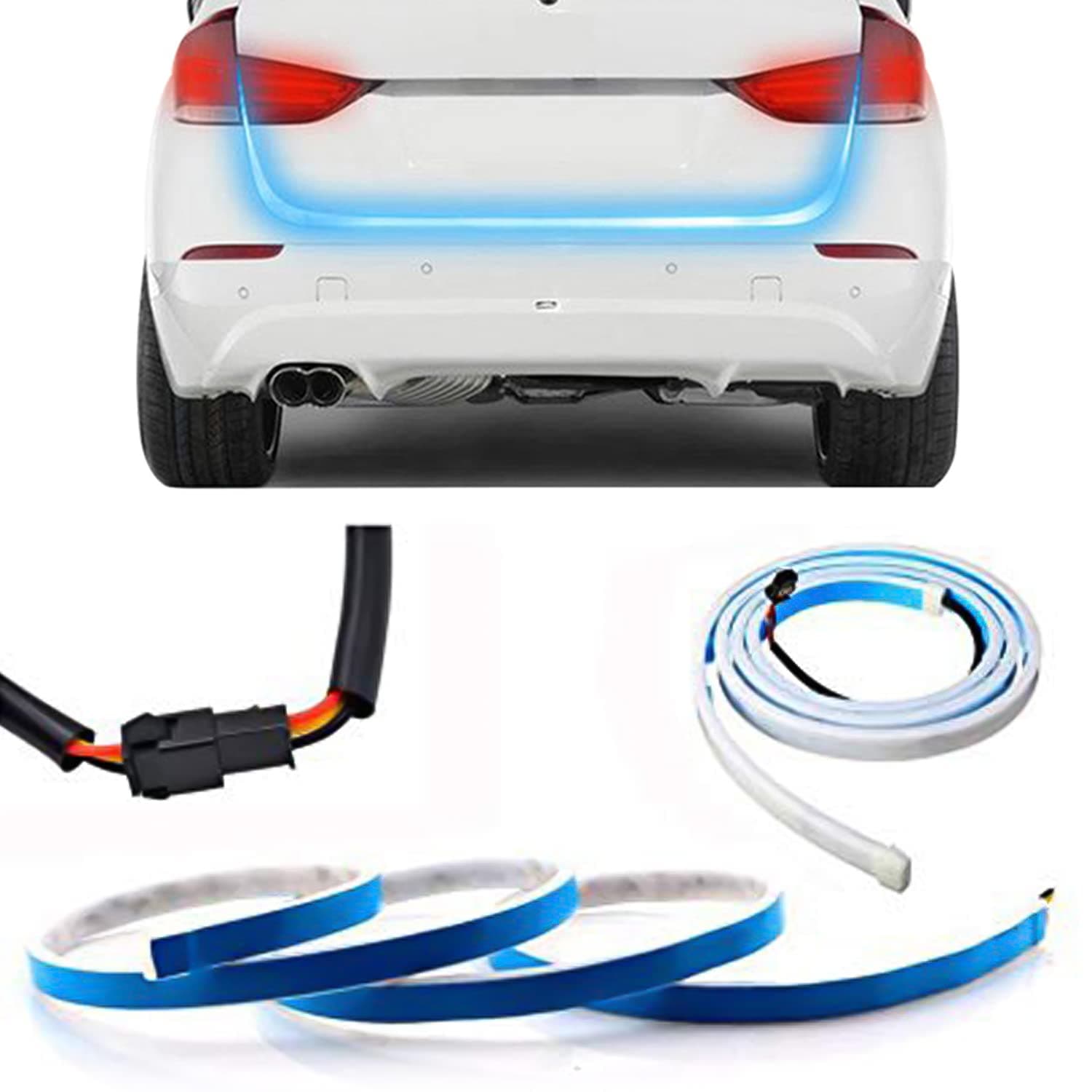 FABTEC Universal Flow Car LED Light Streamer Brake Trunk Signal Light for All Cars & Mini SUVS (4FT)