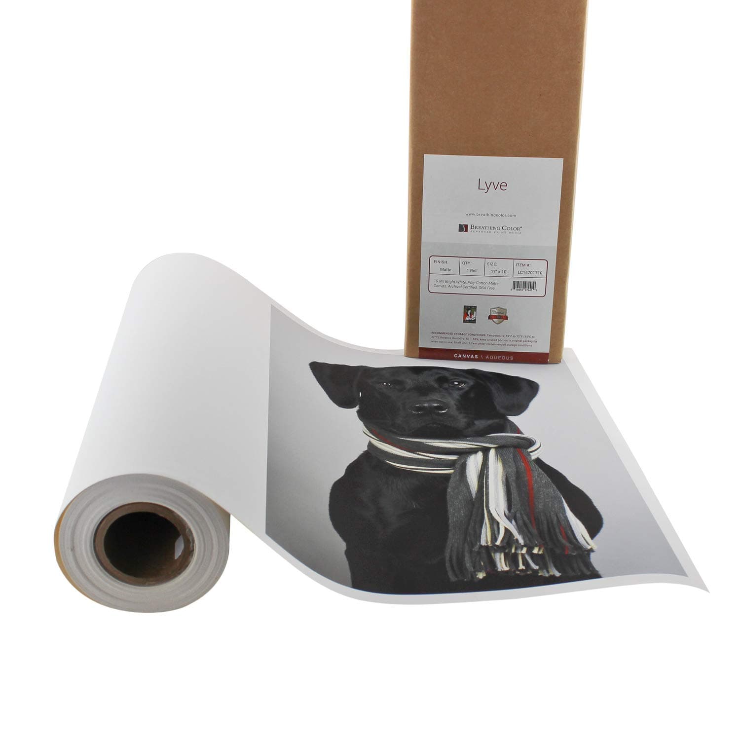 Premium Lyve Matte Canvas Paper Perfect For Use on Professional Makes and Models of Epson, Canon and HP printers preferred by Professionals. 19 mil textured Canvas offered in a 42 inch by 40 ft roll