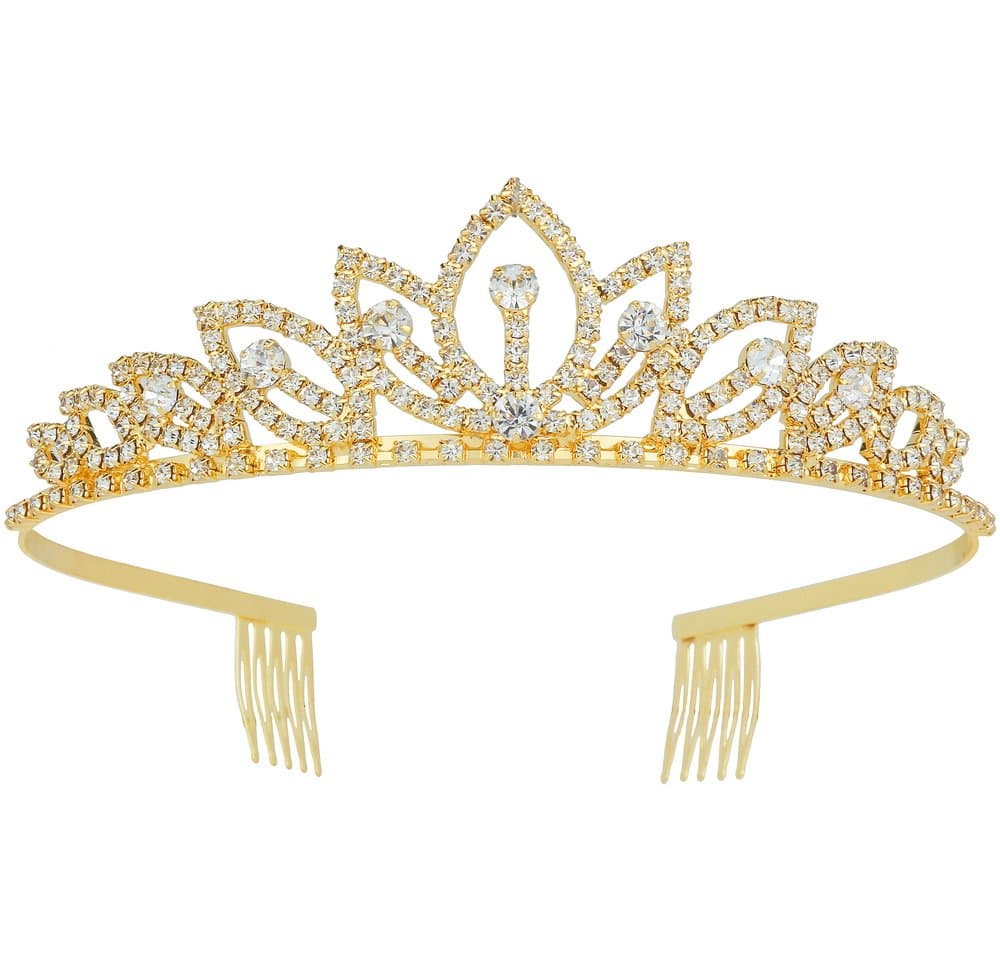 Wedding Tiara with Comb Bridal Shining Rhinestones Crystal Headband Pageant Princess Bridal Prom Decoration Party Wear Gold for Valentine's Day Mother's Day Christmas Gifts