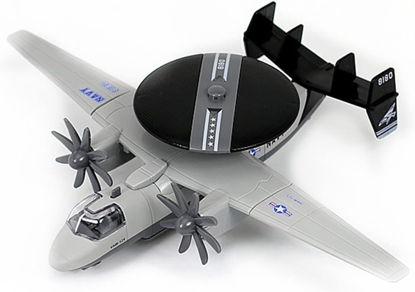 DEOXY Diecast Metal Fighter Airplane Toy Model with Sound and Light Navy Hawkeye Pull-Back Attack Aircraft Toys for Kids Boys Girls (Grey)