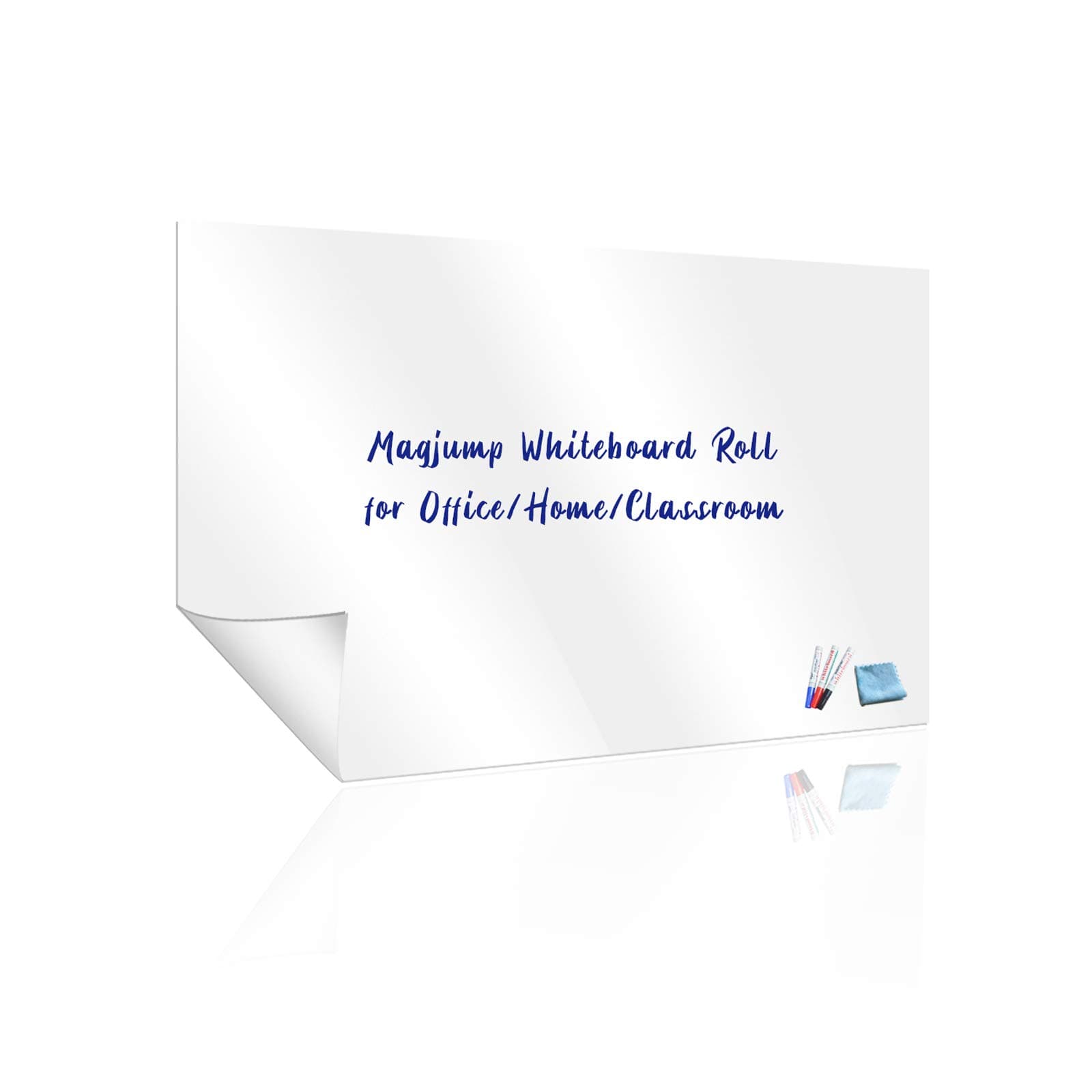 Magjump White Board for Wall, Stain-Resistant Dry Erase Board with Wipes and 3Markers for Office/Home/Classroom Whiteboard (White, 60x90cm)