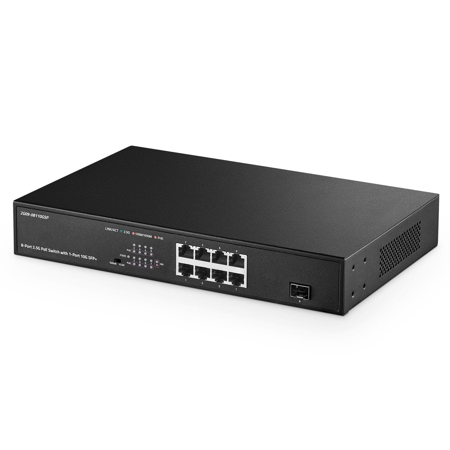 Binardat 8 Port 2.5G PoE Switch with 10G SFP+ Port, 8 x 2.5 Gigabit RJ-45 Base-T Ports, IEEE802.3af/at, 150W Power Supply, Unmanaged Multi-Gigabit Rackmount Ethernet Switch