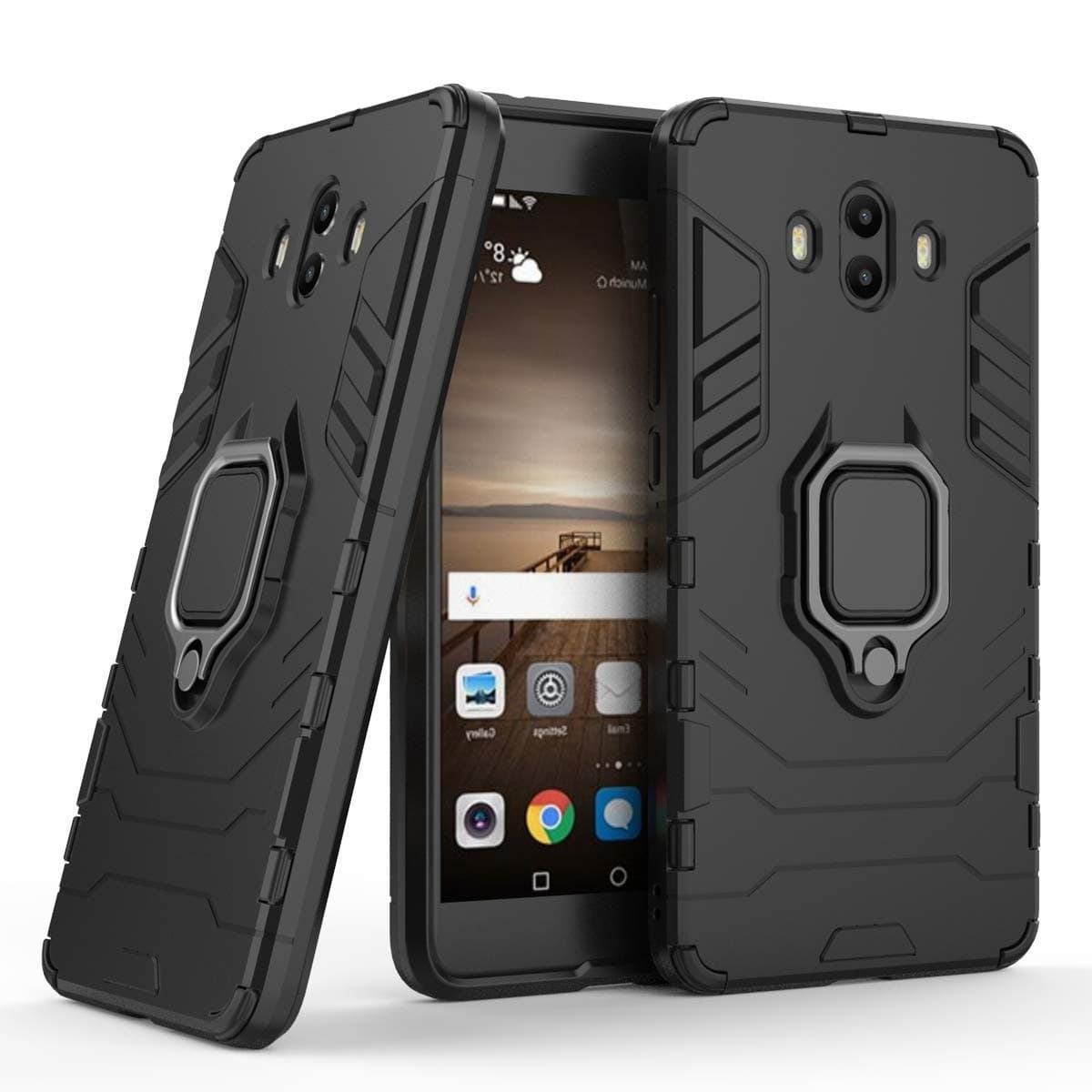 Compatible with Huawei Mate 10 Case, Magnetic Car Phone Holder Ring 360 Protective Case for Huawei Mate10 (Black)