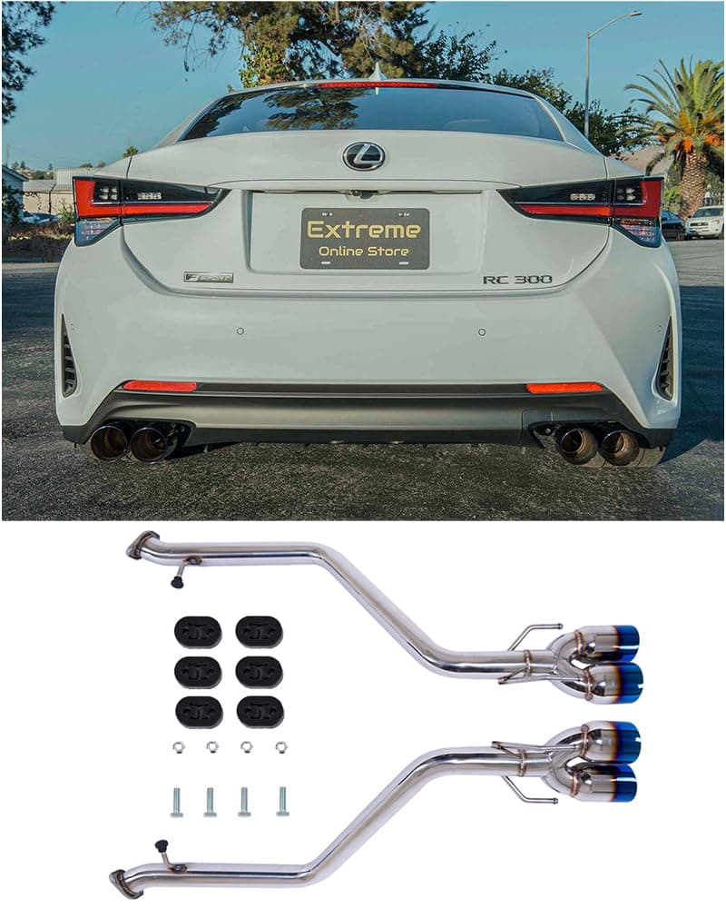 Replacement For 2015-Present Lexus RC200t RC300 RC350 STAINLESS STEEL POLISHED SILVER Muffler Axle Back 3.5" Double Wall Quad Burnt Tips Exhaust