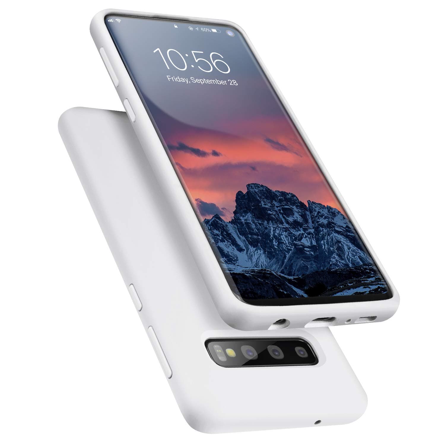 Samsung Galaxy S10 Case, Liquid Silicone Gel Rubber Shockproof Case Soft Microfiber Cloth Lining Cushion Compatible with Samsung S10 - White