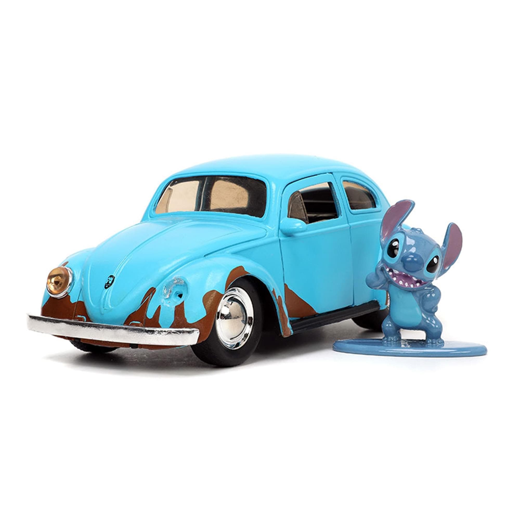 Toys Disney Lilo and Stitch 1:32 Volkswagen Beetle Die-cast Car w/ 1.65" Stitch Figure, Toys for Kids and Adults