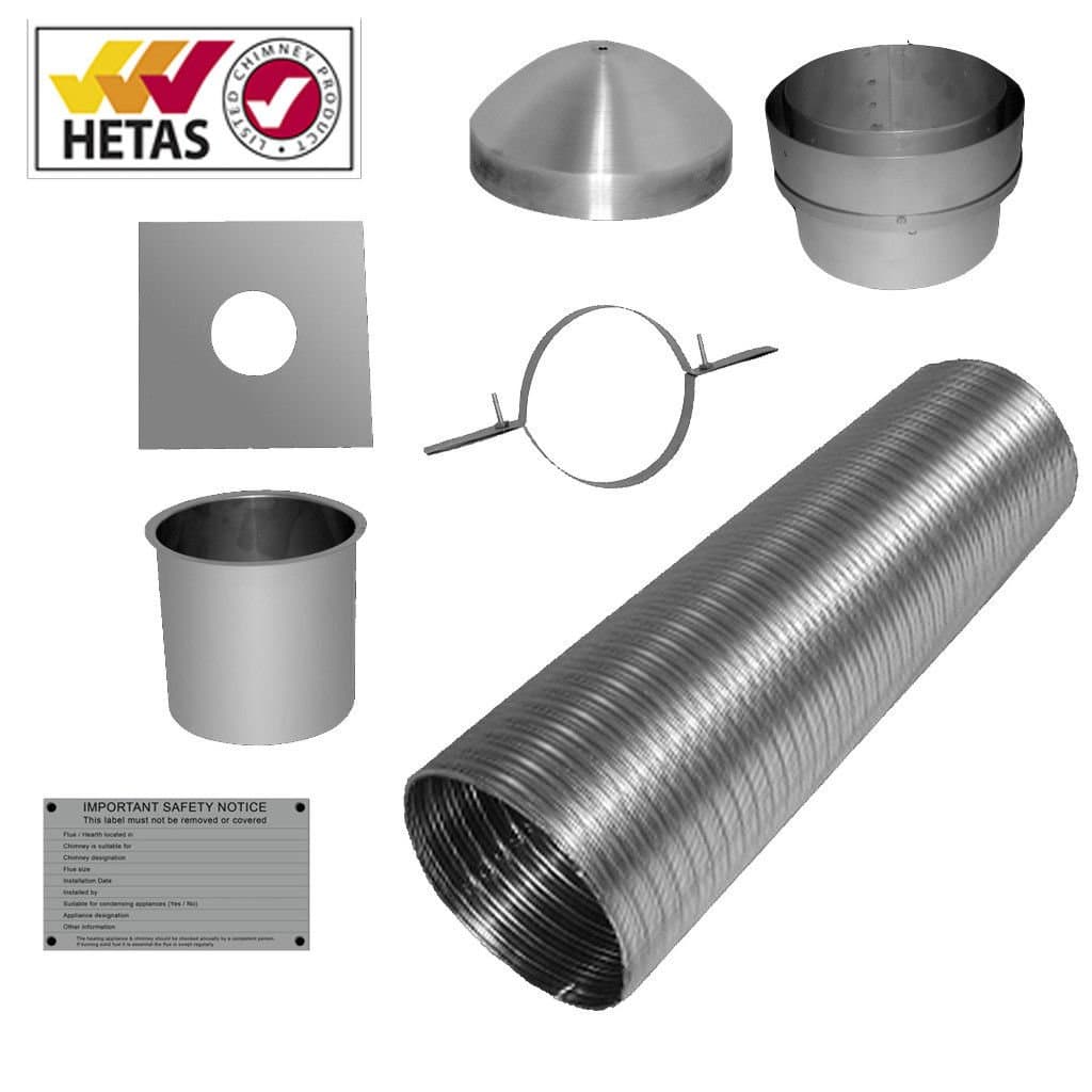 7m 6" Flexible Multifuel Flue Liner Pack/kit for logburner Wood Burner Multi Fuel Stove Chimney