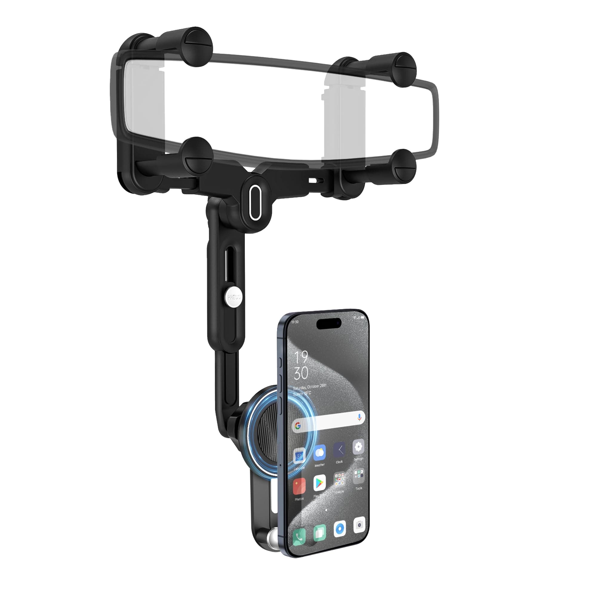 for Magsafe Car Mount, Rear View Mirror Phone Holder, Magnetic Phone Holder for Car Compatible with iPhone 16/15/14/13/12 Series and All Phones with Magsafe Case or Metal Ring