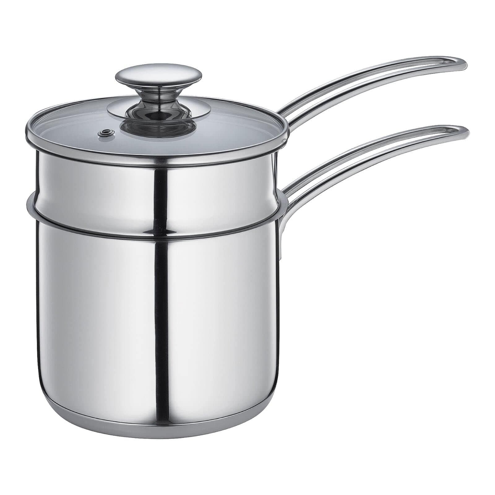 Küchenprofi Double Boiler/Bain Marie Set with Glass Lid, 1.6 Quart, 5.5" Diameter