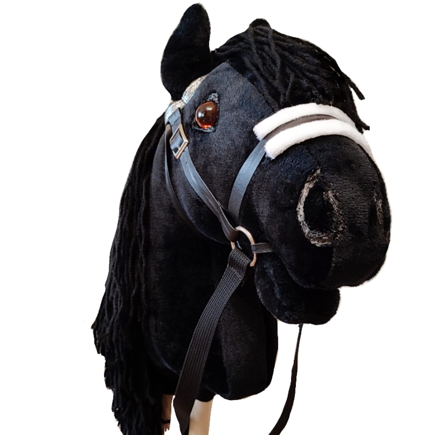 Black Friesian Hobby Horse on a Stick with Bridle for Children 4-10 Years