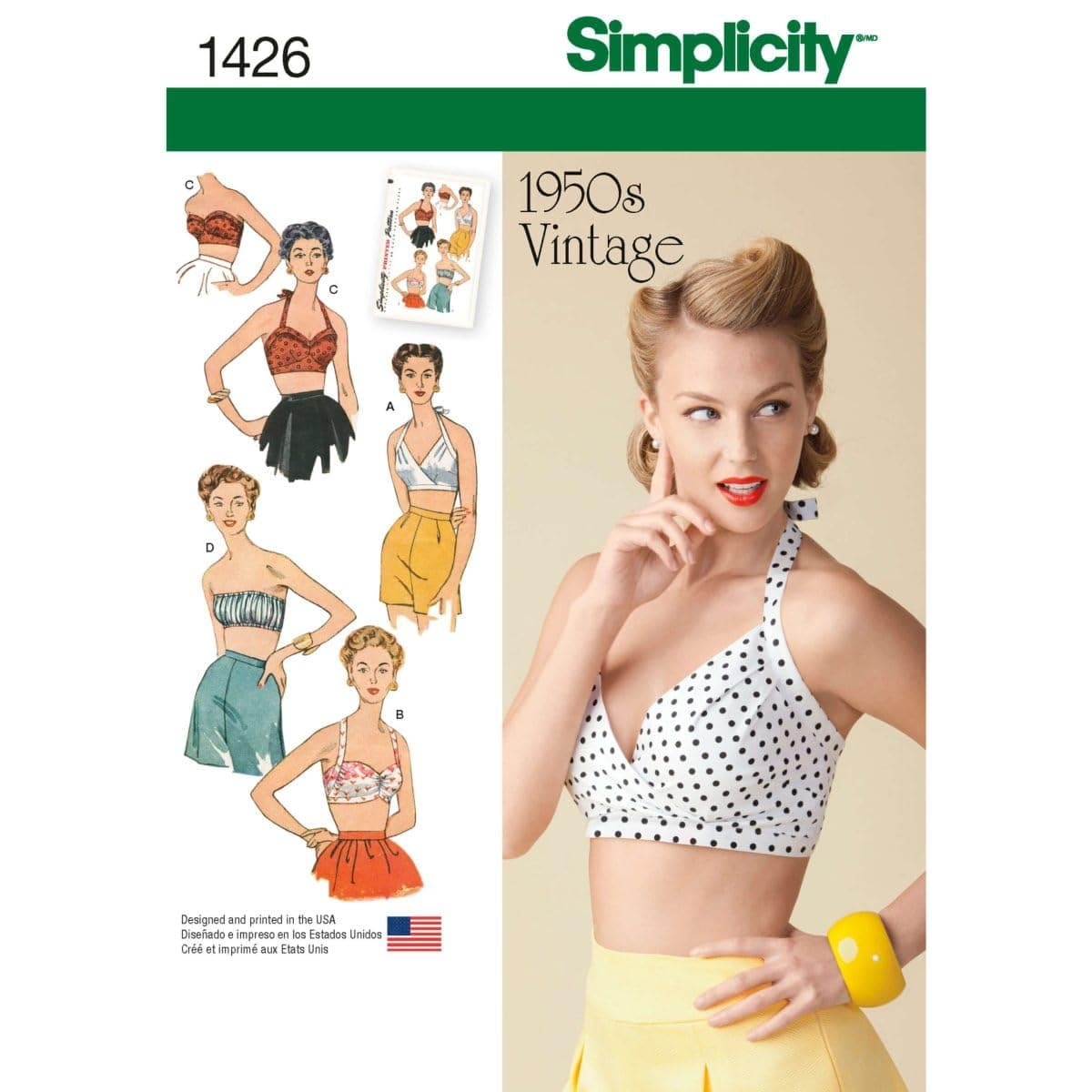 Simplicity Vintage Simplicity US1426D5 Women's Vintage Fashion 1950's Bra Sewing Pattern Kit, Code 1426, Sizes 4-12