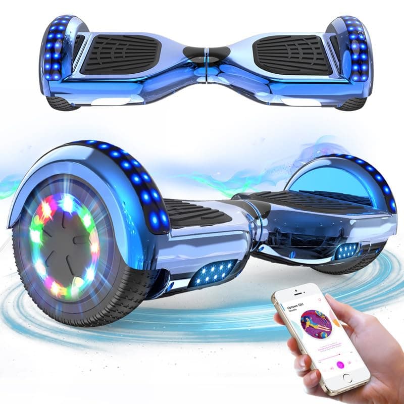 RCB Hoverboards for Kids and Adults 6.5 inch, Hoverboards with Bluetooth - Speaker - Colorful LED Lights, Hover Board Gift for Kids and Teenager