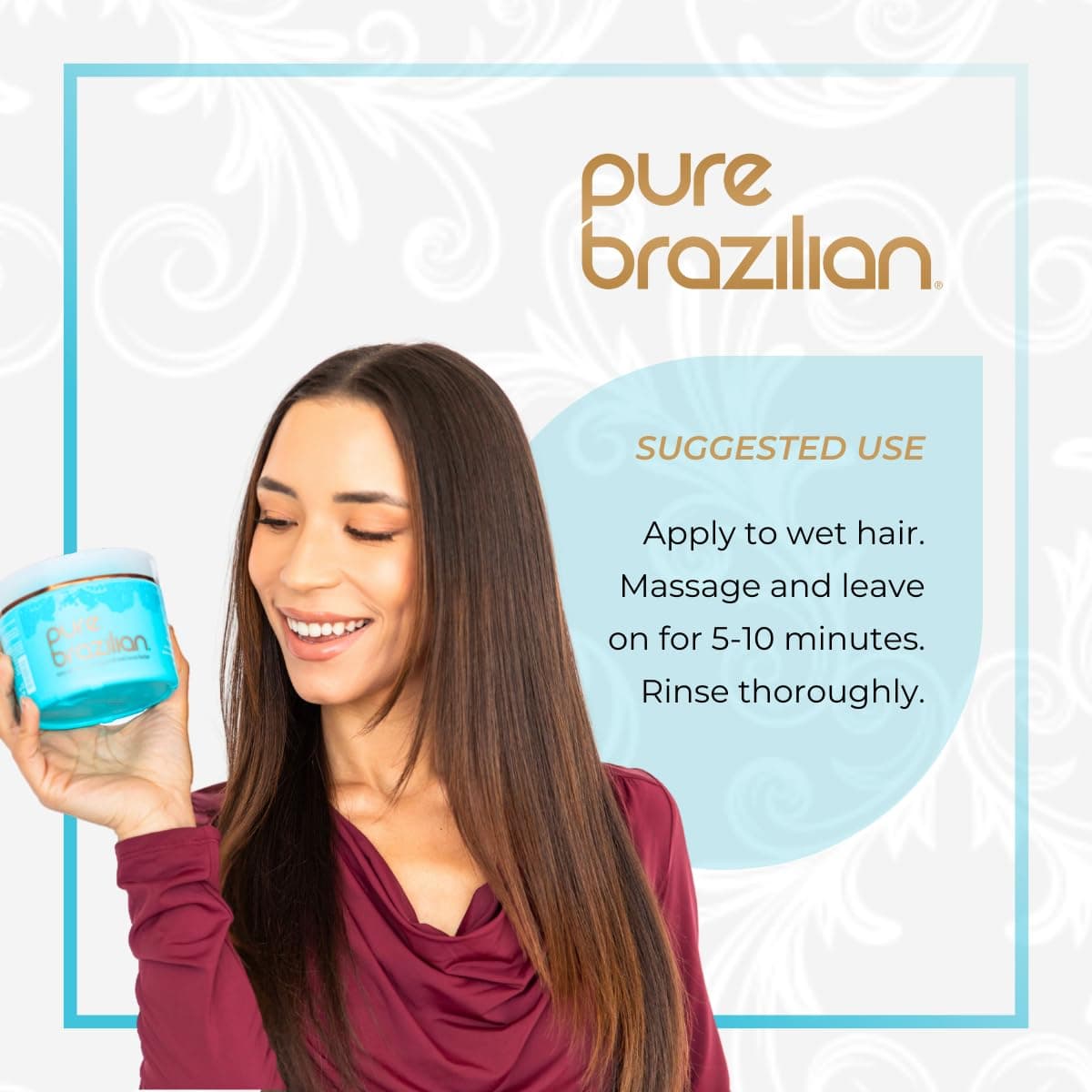 Pure Brazilian Deep Conditioning Masque - Deep Conditioner Hair Treatment with Brazilian Keratin, Acai, and Arginine - 8 Fl Oz