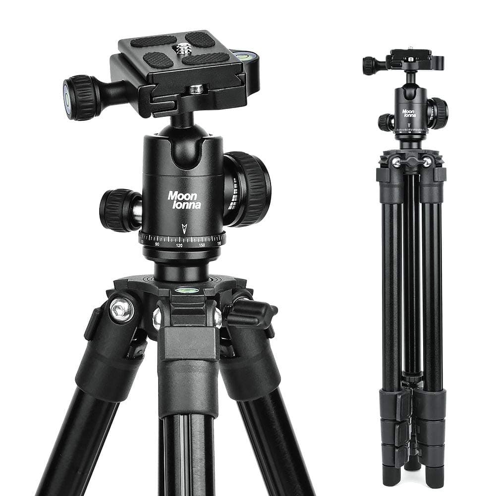 Camera Tripod, Portable Lightweight Compact Travel DSLR Tripod with 360 Ball Head, 1/4 Plate,Two Gradienter and Bag for Canon,Nikon,Sony,Samsung,Olympus Camera