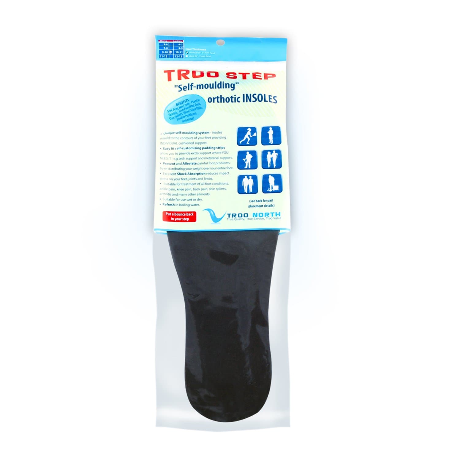 Mens 5-6 / Ladies 3-7 Standard Heel 11mm - Self Moulding Cushioned Support Insoles for Foot Pain, Heel Pain, Plantar Fasciitis, Spurs, Policemans Heel, Arch Support and More