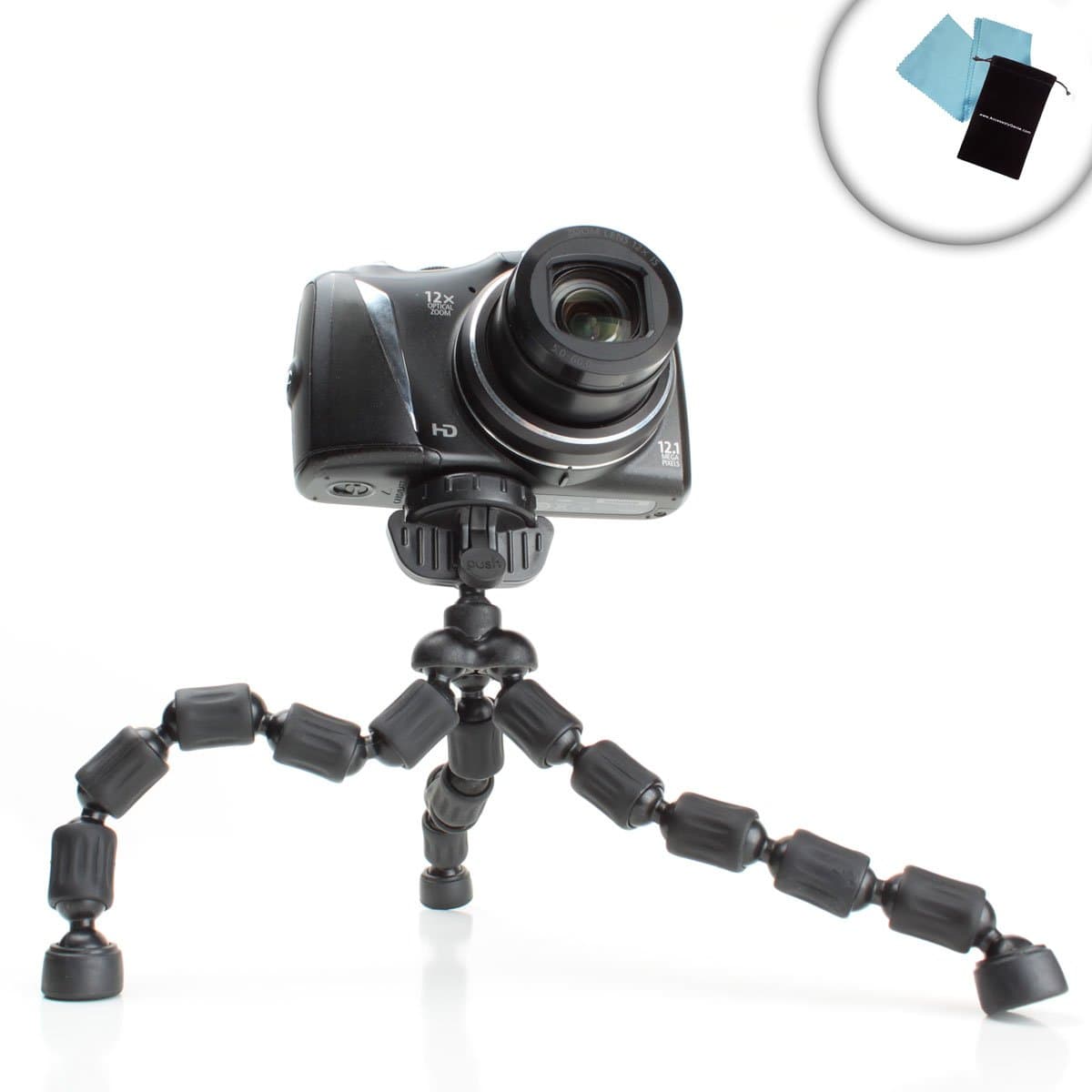 Flexible Camera / Video Camera Tripod with Adjustable Leg & Quick Release for Fujifilm FinePix S4200 , S4500 , SL300 , F900EXR , XP200 , XP60 and Many More Fujifilm FinePix Compact Cameras