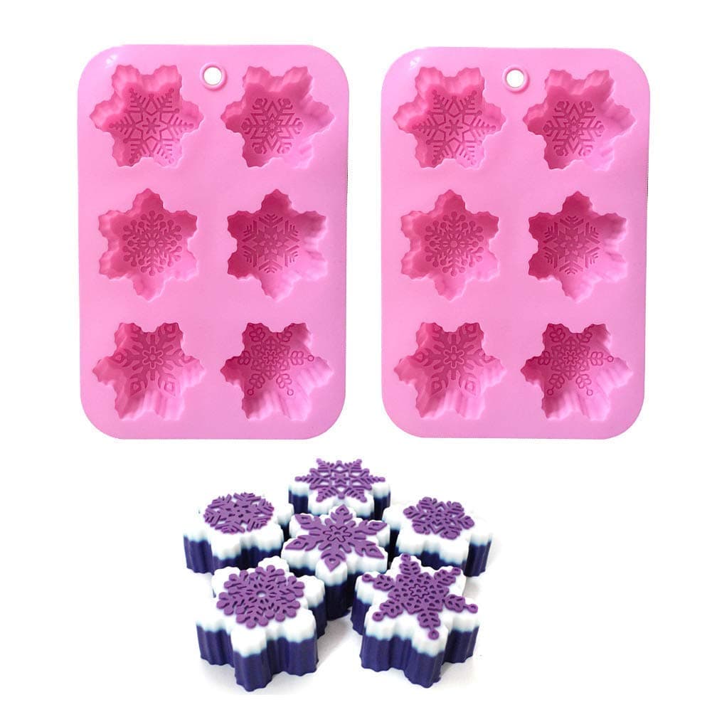 Snowflake Silicone Soap Making Molds Candle Molds Christmas Baking Pans Cake Chocolate Candy Molds 2 Pack