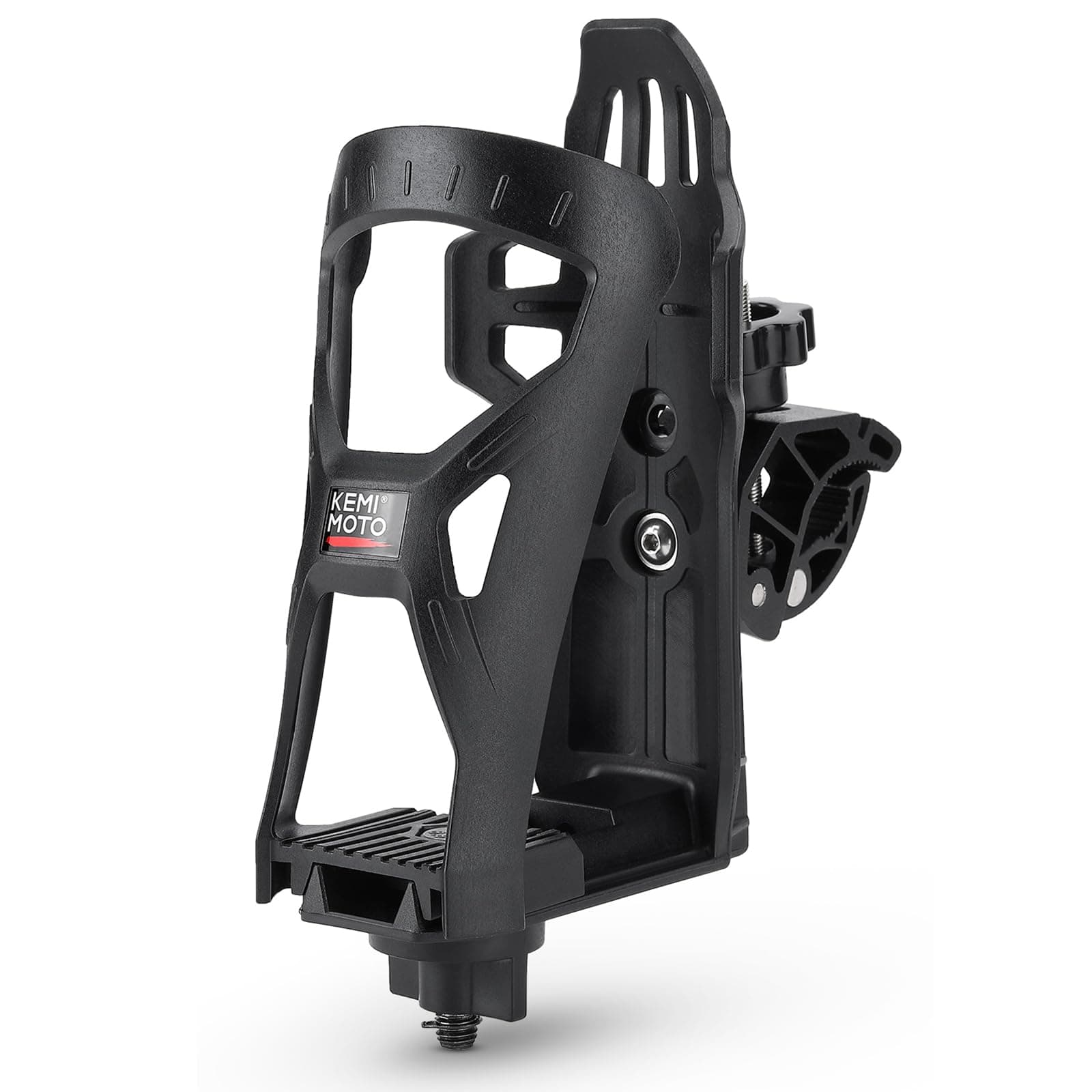 ATV Cup Holder, Upgraded Motorcycle Drink Holder Handlebar, Water Bottle Holder Mount with 0.6”-1.56” Metal Clamp for Scooter Bike Boat Stroller Wheelchair Golf Push Cart Tractor (1)