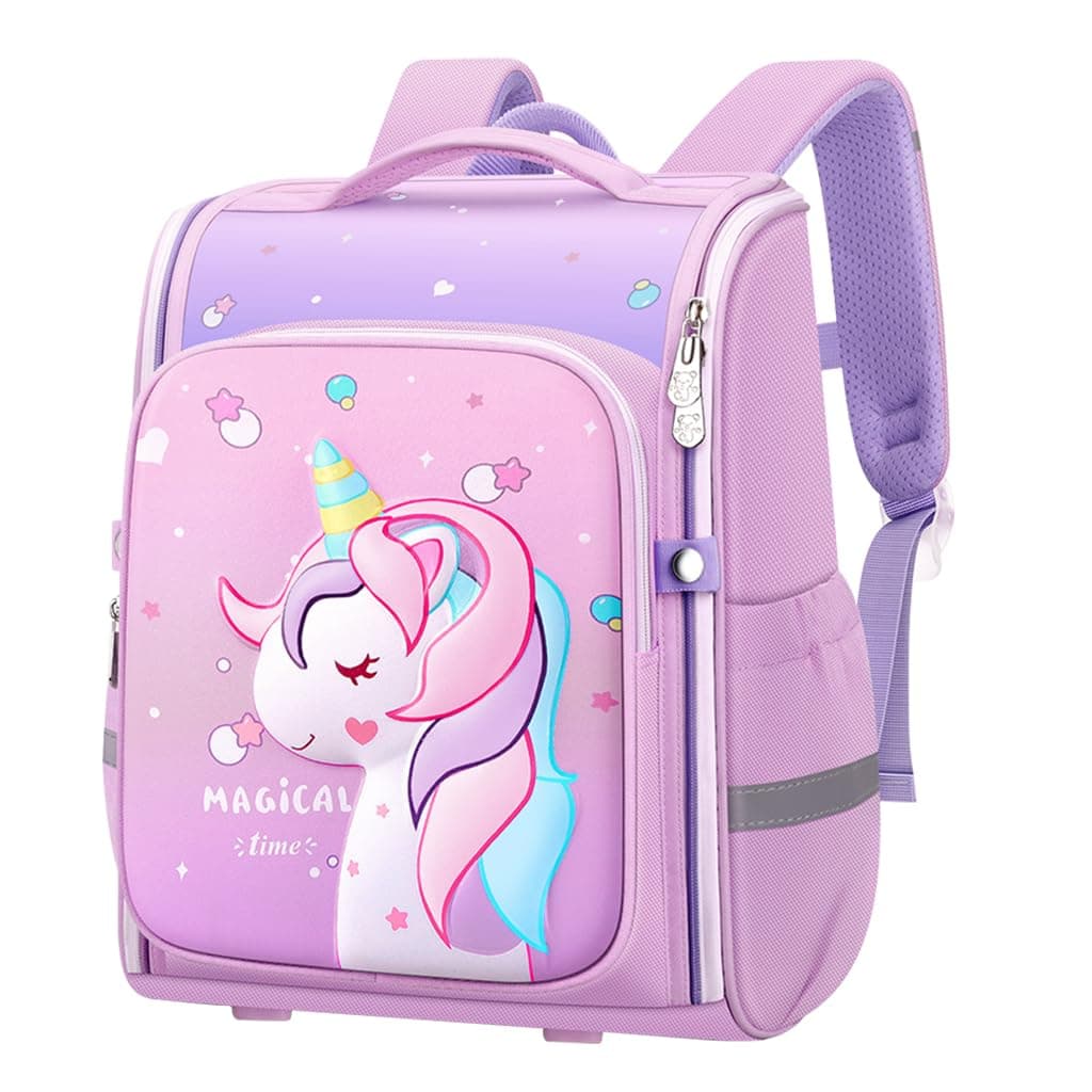 Unicorn Backpack for Kids Girls Stylish Durable Water-Resistant Backpack Shoulder School Bags for Girls Kids Birthday & Rakhi Gift - Purple