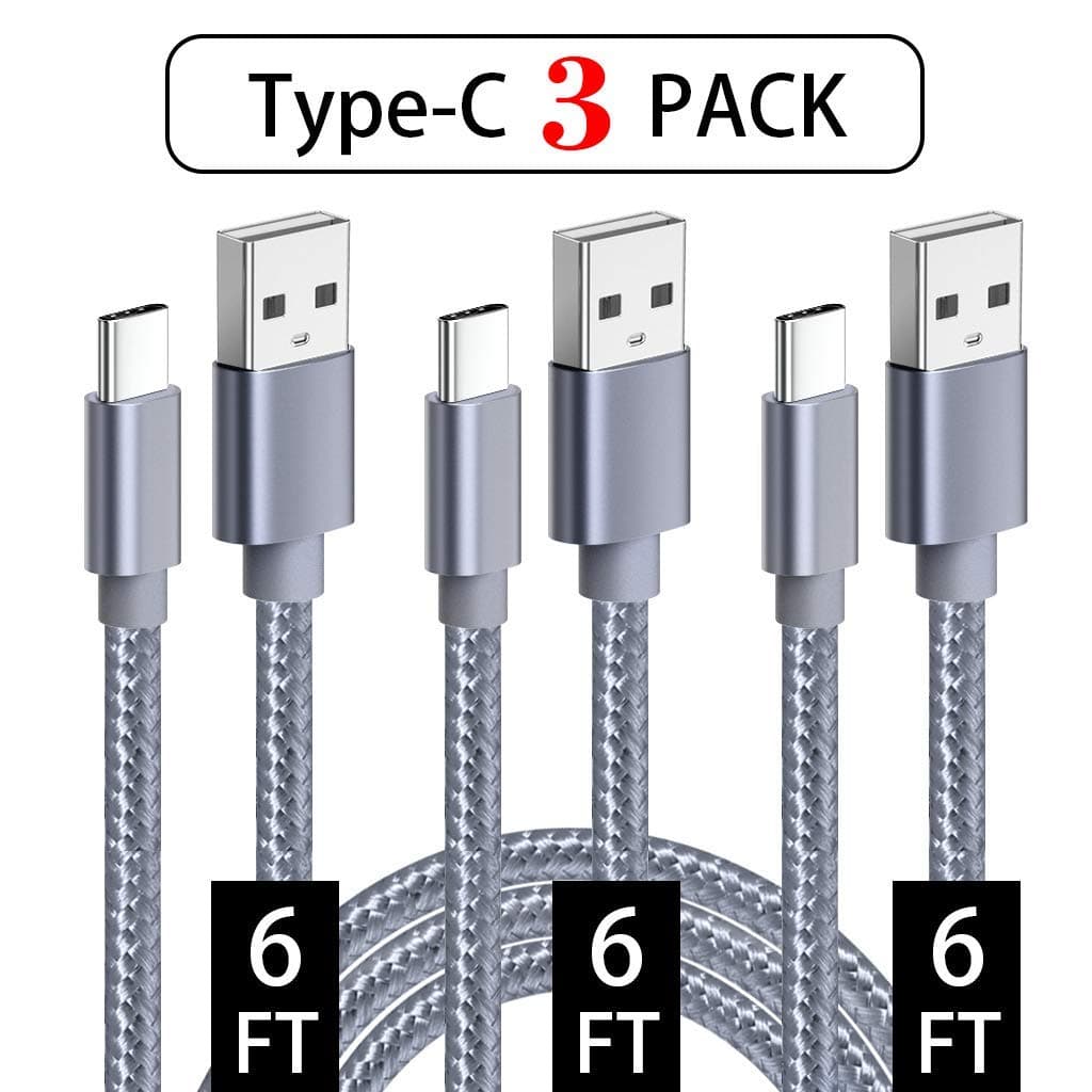 4pmla USB C Cable 3 Pack(6ft) Nylon Braided Fast Charger