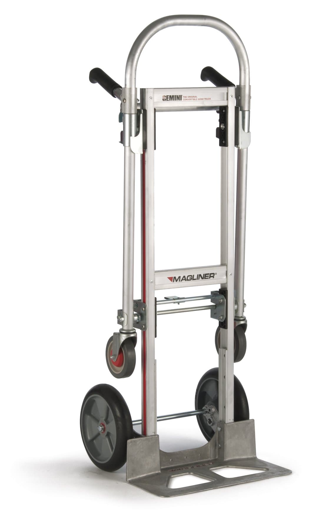 MaglinerGMK16UAB Aluminum Gemini Jr Convertible Hand Truck, U Loop Handle, Cushion Wheels, 500lbs Capacity, 51" Height, 47-1/2" Length x 21" Width