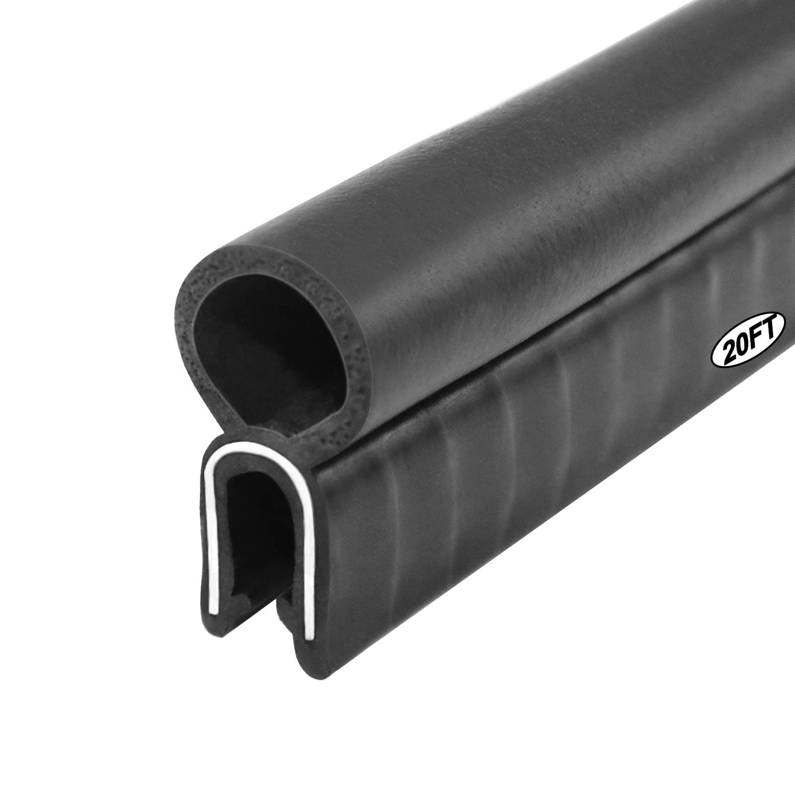 Storystore Automotive Door Weather Stripping 20Ft Car Door Rubber Edge Trim Seal Strip Gasket with Top Car Door Seal Strip for Bus Camper Boat RV Truck Doors Home Applications