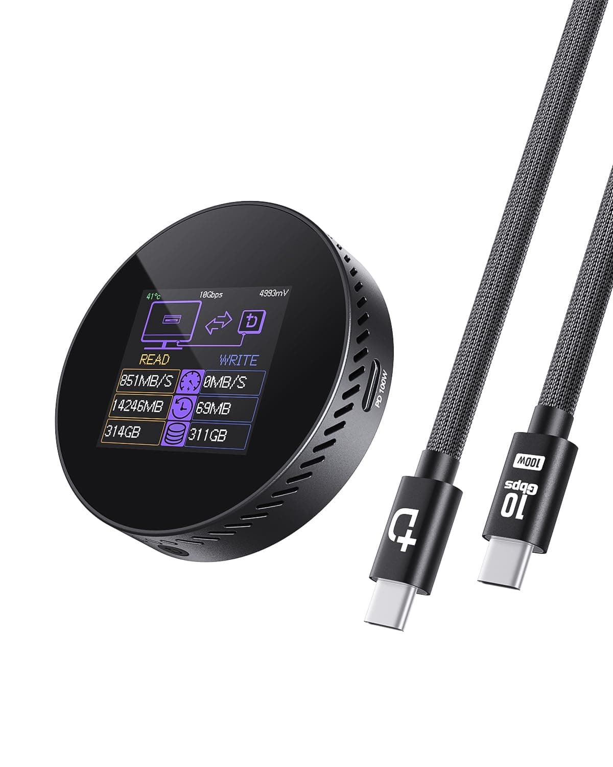 DockCase Magnetic Visual M.2 2242 NVMe SSD Enclosure, 10Gbps USB 3.2 Type-C, 100W PD, 3s PLP Data Protection, Supports 2242/2230 NVMe PCIe Compatible with MagSafe for iPhone 16/15 Pro Max ProRes