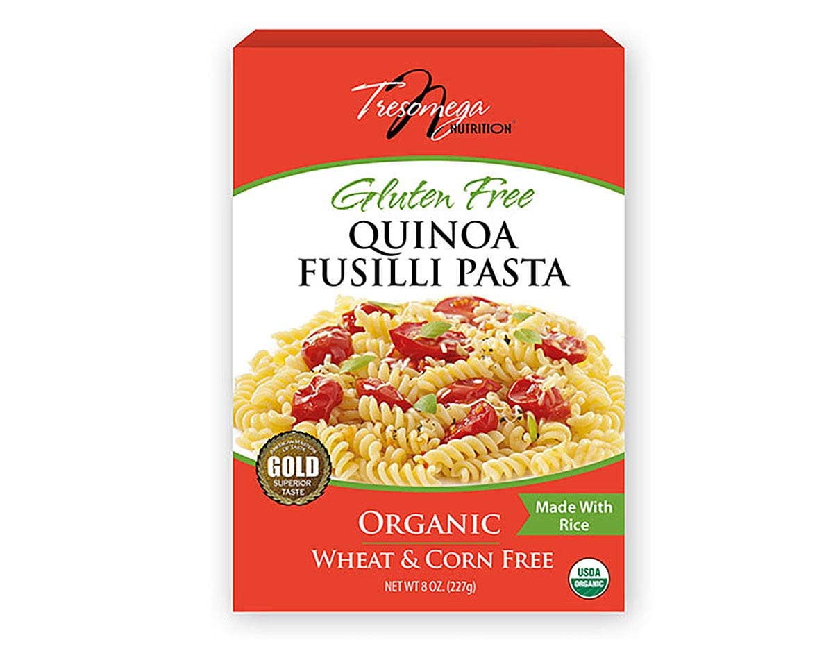 Tresomega Organic Gluten Free Quinoa Fusilli Pasta, 8 Ounce (Pack of 12)