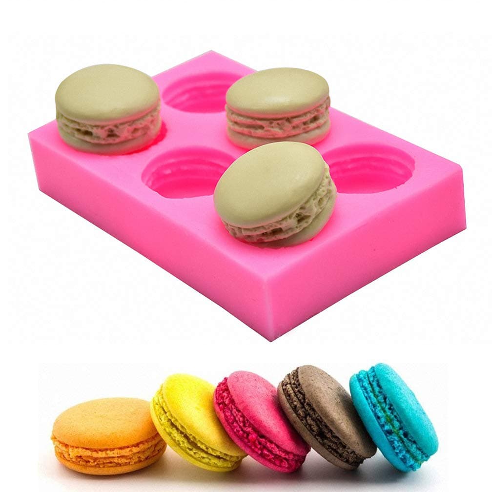 6-Cavity 3D Macaron Hamburger Silicone Mold for Fondant, Cake/Cupcake Decorating, Baking, Gum Paste, Chocolate, Candy, Mini Soap, Bath Bomb